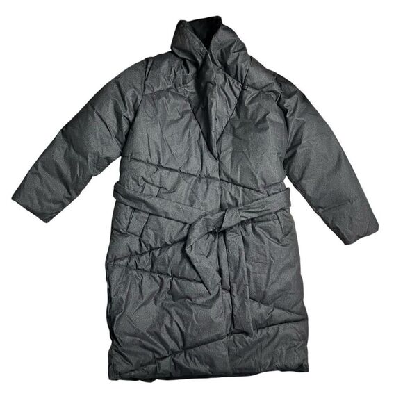 Anthropologie Bernardo WMNS 1X‎ Grey Wrap Puffer Jacket Belted Coat Long Shawl - Picture 4 of 14